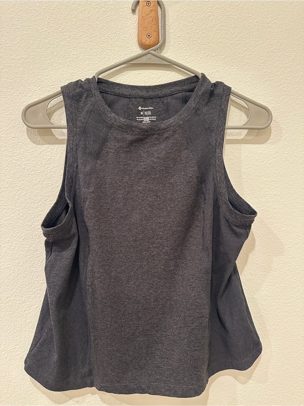 Member’s Mark Dark Charcoal Gray Rib-Panel Sleeveless Tank